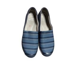 Dansko Women’s Harriet Blue Stripe Suede Canvas Slip On Shoe Sneaker Sz 38(US 7)